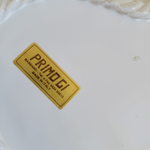 PRIMO’GI Italian Pottery White Ceramic Heart Shape Woven Basket Made in Italy - Picture 2 of 3